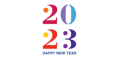 happy new year 2023, colorful number theme