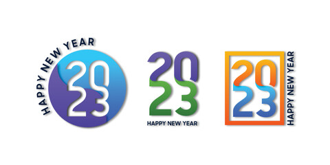 colorful modern 2023 new year logo collection