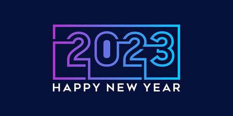 Fototapeta na wymiar new year 2023 logo with connected line and square concept