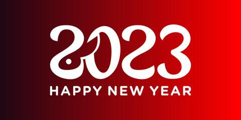 simple 2023 new year logo with a unique concept of negative space rabbit head