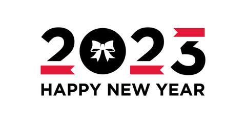new year 2023 logo with ribbon rope concept