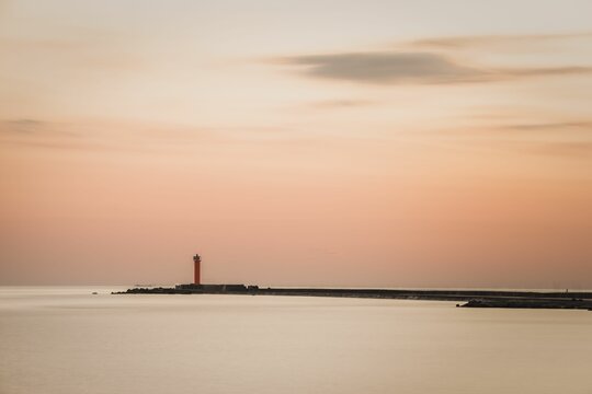 Long Exposure Sunset Image Of Riga East Pier