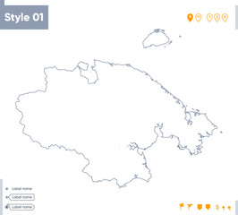 Chukotka Autonomous Area, Russia - stroke map isolated on white background. Outline map. Vector map