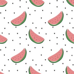 Watermelon. Pattern and background. Designed for textile fabrics, wrapping, prints. Summer time.