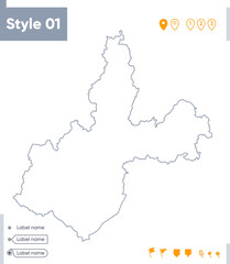 Obraz premium Irkutsk Region, Russia - stroke map isolated on white background. Outline map. Vector map