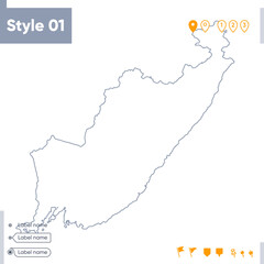 Primorye Territory, Russia - stroke map isolated on white background. Outline map. Vector map