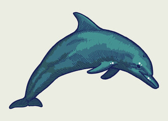 Fototapeta premium Dolphin jumping isolated realistic vector illustration.