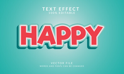 Happy 3D Vector Text Effect Fully Editable High Quality 