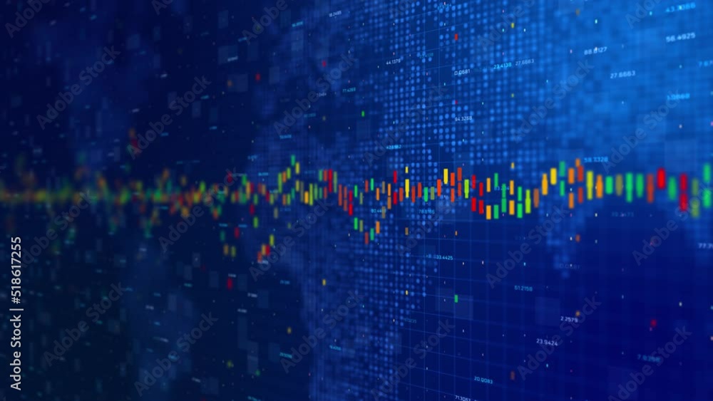 Aufkleber digital 3d financial chart animation showing the growing value of the global stock market. stock cha