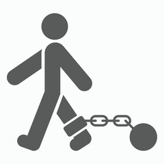 shackle icon, pensioner vector, chain and ball illustration