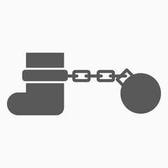 shackle icon, pensioner vector, chain and ball illustration