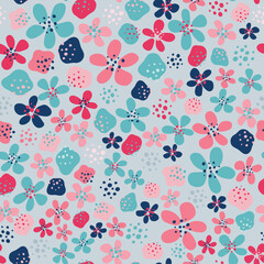 Cute colorful floral vector seamless pattern
