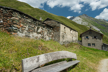 Fototapeta na wymiar The Jagdhausalm, located in the Hohe Tauern National Park at the end of the East Tyrolean Defereggen Valley, is one of the oldest alpine pastures in Austria