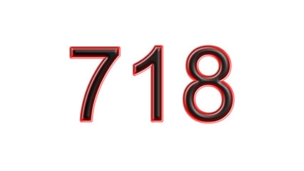 red 718 number 3d effect white background