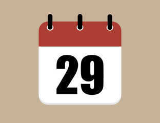 Calendar icon day 29. Days of the year. Vector illustration simple.