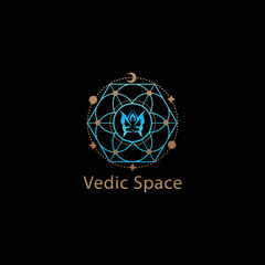 Vedic Space logo template with  black background
