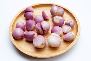 Fresh shallot on white background