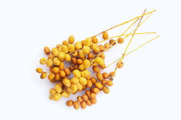 Date palm fruit on white background.