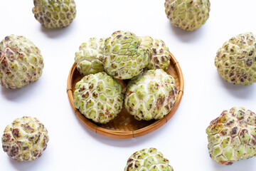 Custard apple on white background.
