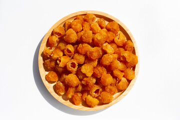 Dried longan on white background.