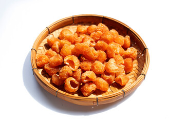 Dried longan on white background.