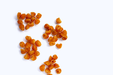 Dried longan on white background.