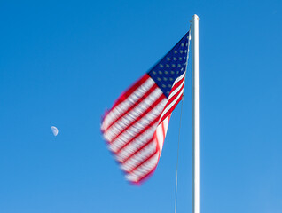 United States flag waving in the wind