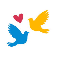 Love shape ukranian flag Dove illustration