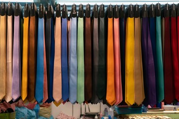 Multi color ties on store display