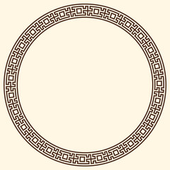Greek key pattern, round frame. Decorative ancient meander, greece border ornament with repeated geometric motif. Vector EPS10.