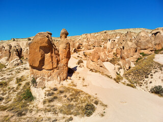 Amazing landscapes of Cappadocia. Cappadocia is a popular tourist destination in Turkey.