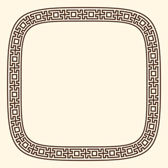 Greek key pattern, rounded square frame. Decorative ancient meander, greece border ornament with repeated geometric motif. Vector EPS10.