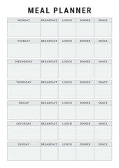 Black and White Meal Planner