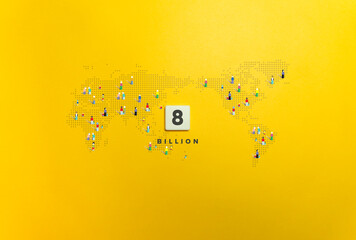 8 Billion People Banner. Concept of Global Human Population