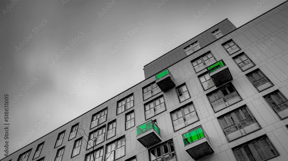 Poster abstract background image of windows on an apartment block in the city