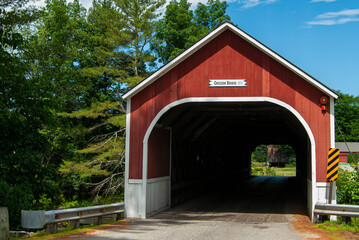 Red Covered Bridge in Summertime in Rural New England