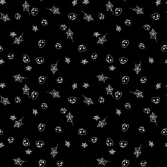 skulls and spider webs seamless vector pattern