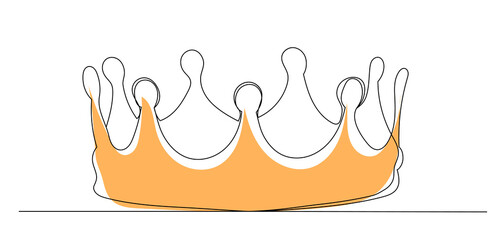 crown drawing by one continuous line vector
