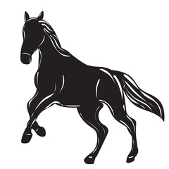 silhouette running horse on white background isolated, vector
