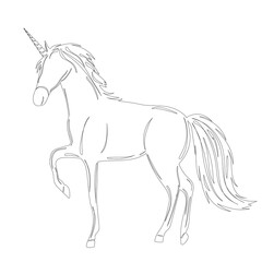 Plakat unicorn sketch on white background outline