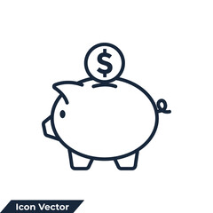 Obraz premium piggy bank icon logo vector illustration. Money saving symbol template for graphic and web design collection