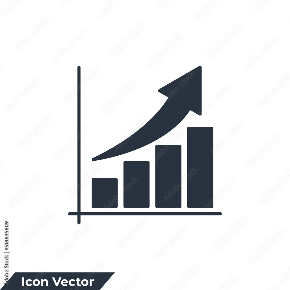 Poster growth icon logo vector illustration. growing bar graph symbol template for graphic and web design c
