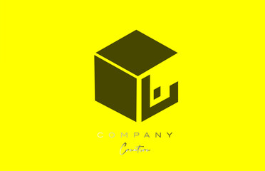 yellow black J letter alphabet letter logo icon design. Creative cube design template for company and business