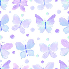 Butterfly purple pattern with dots on white. Vector illustration