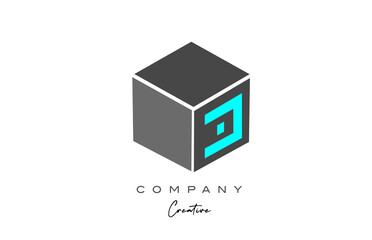 C grey cube letter alphabet letter logo icon in blue color. Creative design template for business and company