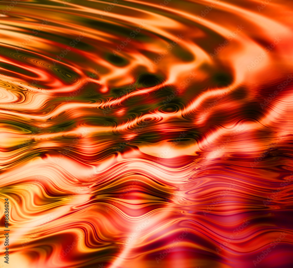 Poster abstract red and orange water ripple effect with vibrant liquid making a reflection of warm colors w