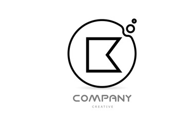 geometric letter K alphabet logo icon with circle and bubbles. Creative template for business and company