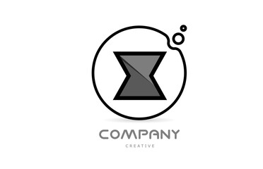 X black and white geometric alphabet letter logo icon with circle. Creative template for company and business