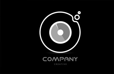 black and white O geometric alphabet letter logo icon with circle. Creative template for company and business