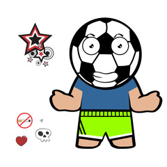 funny kid soccer ball head character cartoon in vector format